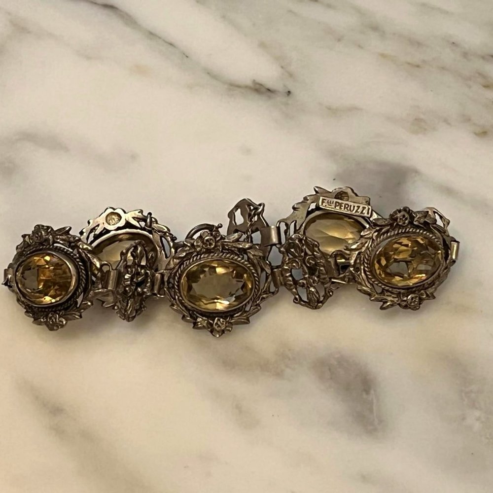 Lovely Delicate and Intricate Signed Sterling Citrine and Floral Peruzzi… - Picture 6 of 9